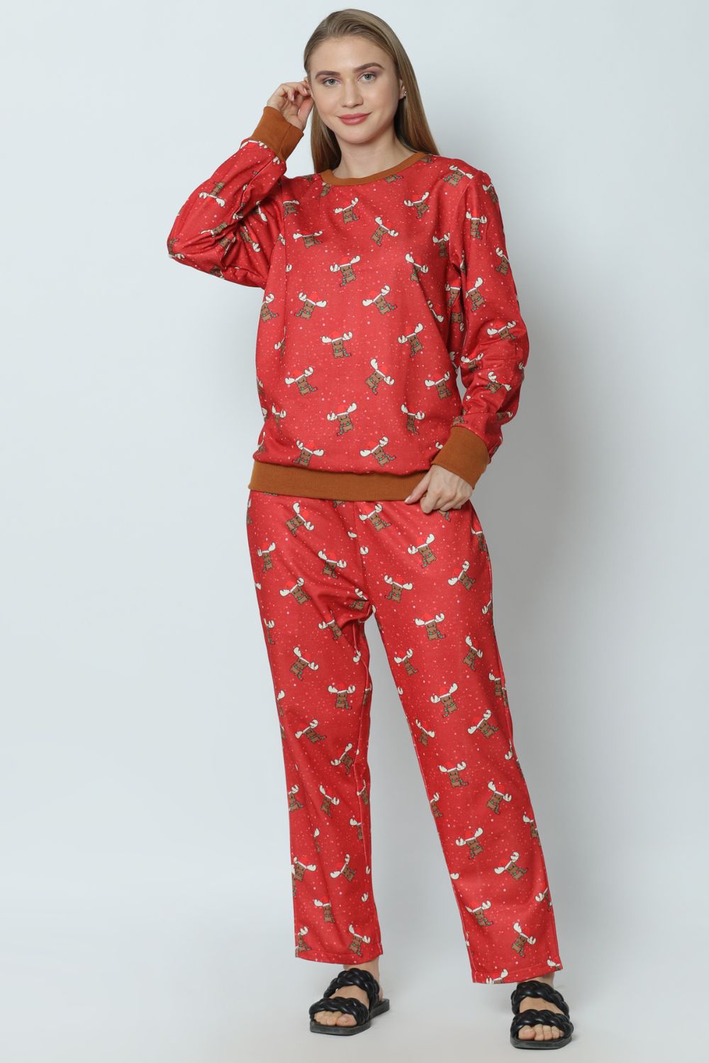 Get Festive with Our Red Baby Raindeer Print Loungewear Set