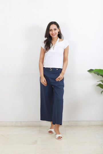 Linen Culottes with Belt Detailing