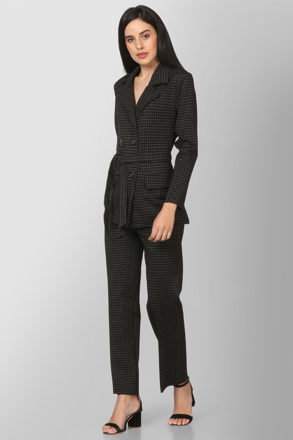 Black check shop blazer womens