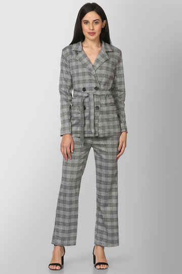 Grey Checks Blazer and Pant Set